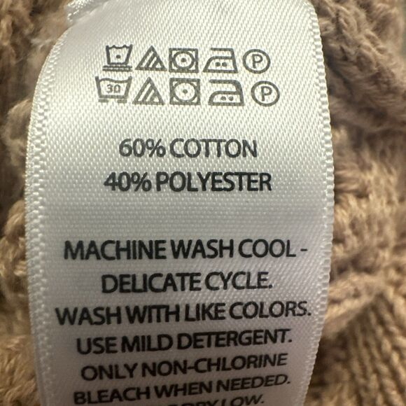 Nicole Miller Cable Knit Sweater Vest Sz L Tan Camel Preppy Academia Old Money - Picture 3 of 8